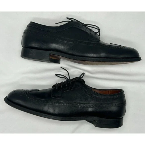 VINTAGE Alden 637 Wingtip Oxford Black Leather Dress Shoes- Truflare Sz 10.5 A/C - Picture 3 of 13